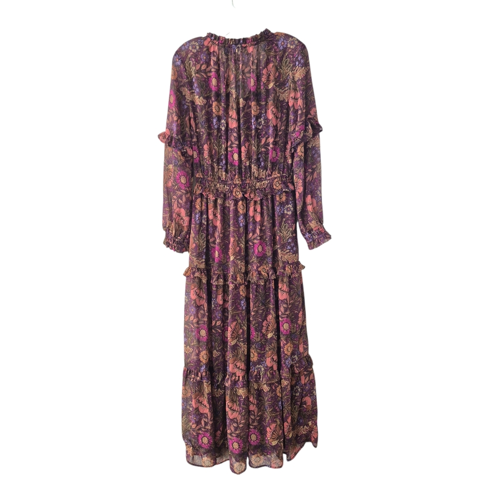 ILLA ILLA Boho Floral Maxi Dress Women Sz M Purple Gold Cottagecore Western - Picture 2 of 13